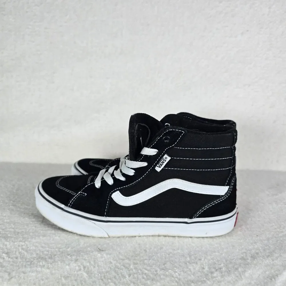 VANS Sk8-Hi Youth Sz 5 Sneakers Black/White, Lace-Up, High Top